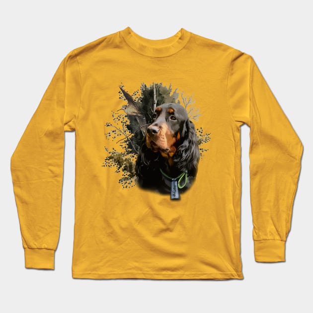 Gordon Setter with Woodcock Long Sleeve T-Shirt by German Wirehaired Pointer 